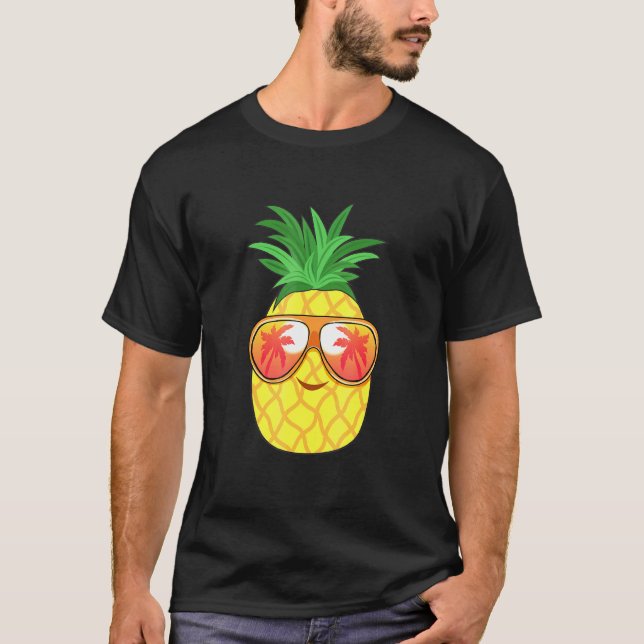 Camiseta Pineapple Gafas de Sol Playa Fiesta de verano Pine (Anverso)