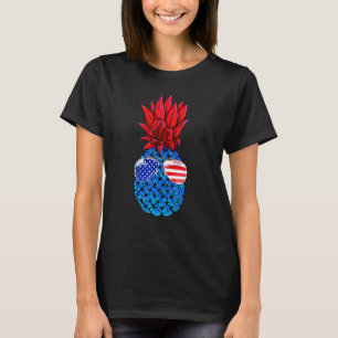 Camiseta Pineapple Hawaiano Bandera Americana Gafas de sol