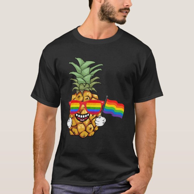 Camiseta Pineapple Rainbow Flag Hawaiian Gay Pride LGBT (Anverso)