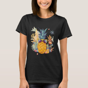Camiseta Pineapple Sunglass Beach Hawaiian Vacation Flowe