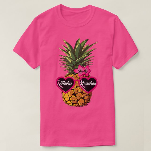 Camiseta Pineapple Sunglasses T shirt Aloha Beaches Hawaiia (Diseño del anverso)