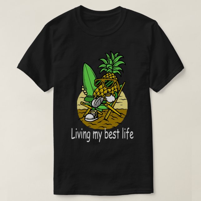 Camiseta Pineapple Surfer Beach Tropical Surfing (Diseño del anverso)
