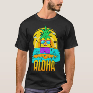 Camiseta Pineapple Surfing Aloha Beach Hawaiian Kids Funny