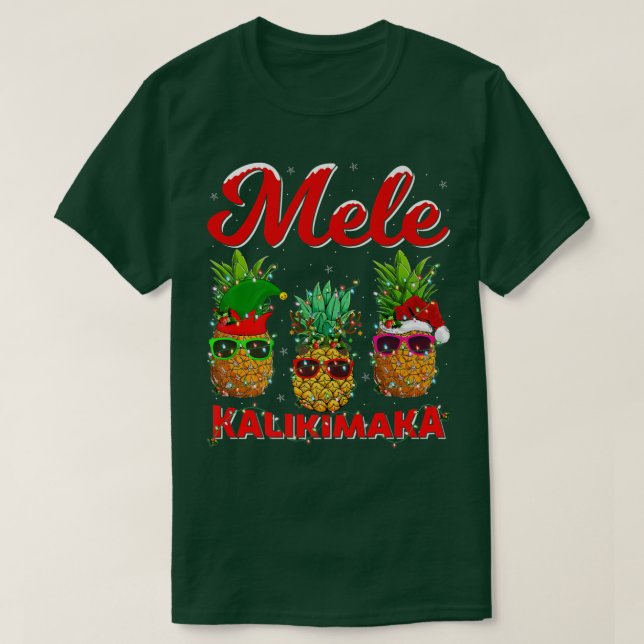 Camiseta Pineapple Xmas Lights Mele Kalikimaka Pineapple Ch (Diseño del anverso)