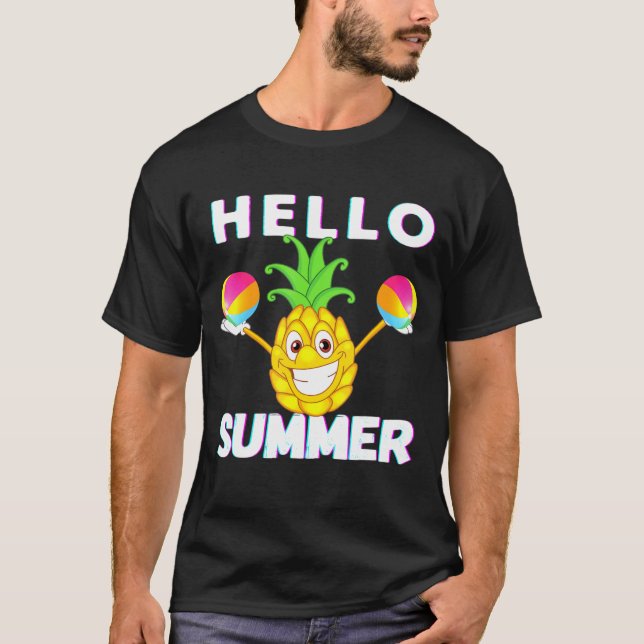 Camiseta Pineapples Hello Summer Pineapple Mom Dad Boy Chic (Anverso)