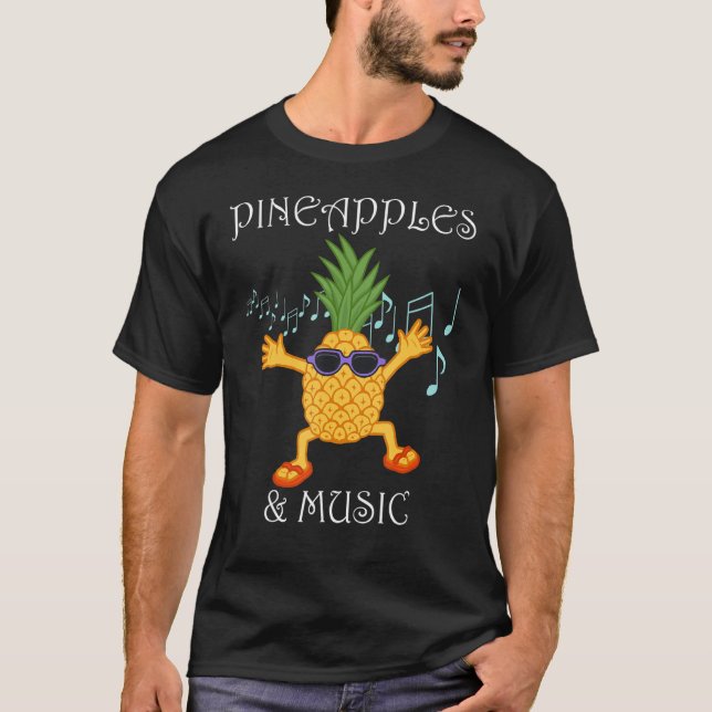 Camiseta Pineapples Music Notes Clef Vitamins Tropical Frui (Anverso)