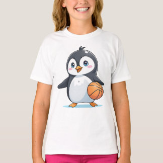 Camiseta Pinguin Jugando Un Baloncesto