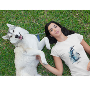 Camiseta Pingüino acuarela Ártico Azure, personalizado