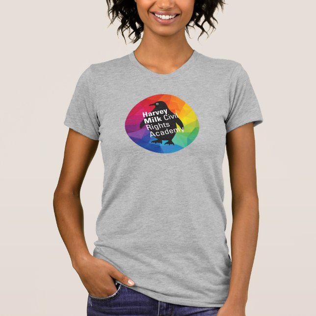 Camiseta Pingüino arcoiris - Adulto delgado, gris (Anverso)