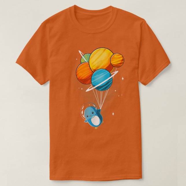 Camiseta Pingüino astronauta pingüino en planeta espacial  (Diseño del anverso)