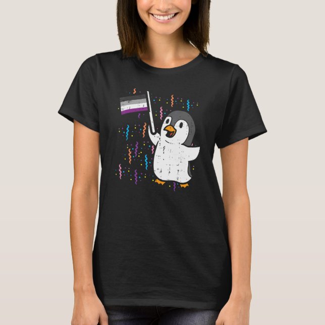 Camiseta Pingüino Bandera Asexual Ace Orgullo Lgbtq Animal  (Anverso)