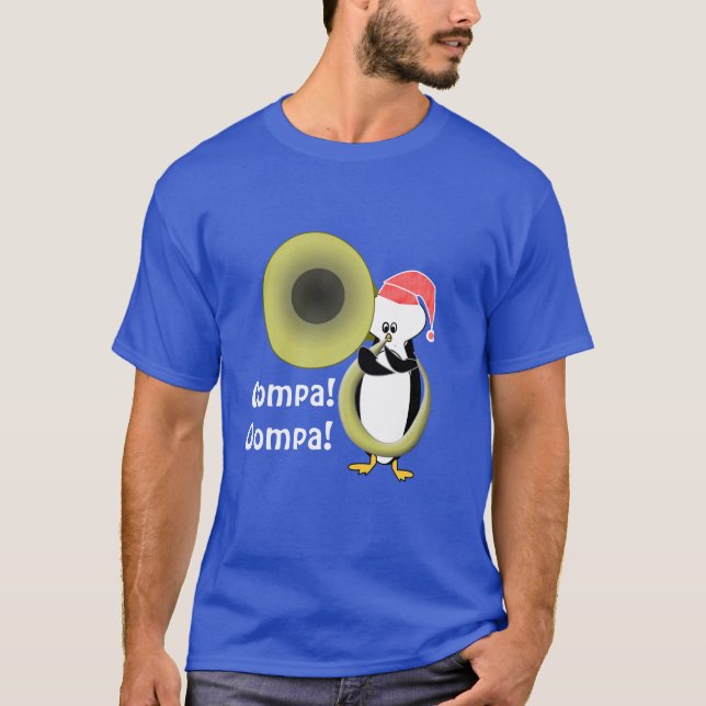 Camiseta Pingüino Bebé Tocando Tuba Personalizable  (Anverso)
