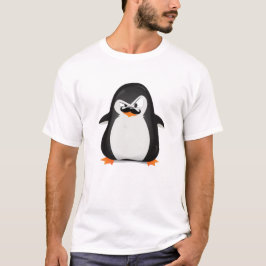 Camiseta Pingüino blanco negro lindo y bigote divertido