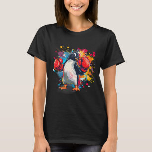 Camiseta Pingüino Boxeador Con Guantes De Boxeo Kickboxing 