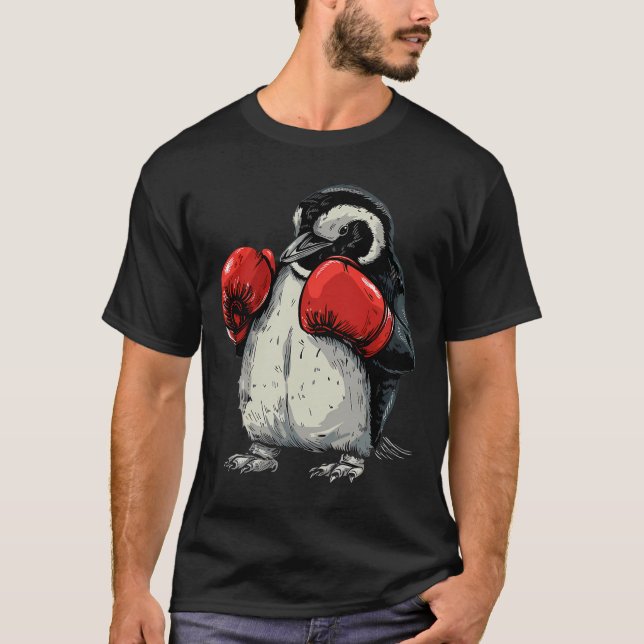 Camiseta Pingüino Boxeando Con Guantes De Boxeo Kickboxing  (Anverso)