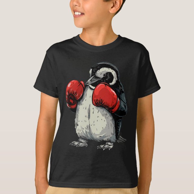 Camiseta Pingüino Boxeando Con Guantes De Boxeo Kickboxing  (Anverso)
