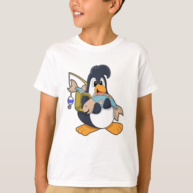 Camiseta Pingüino como anglopardo con pescado (Anverso)