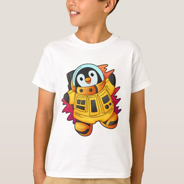 Camiseta Pingüino como astronauta en traje (Anverso)