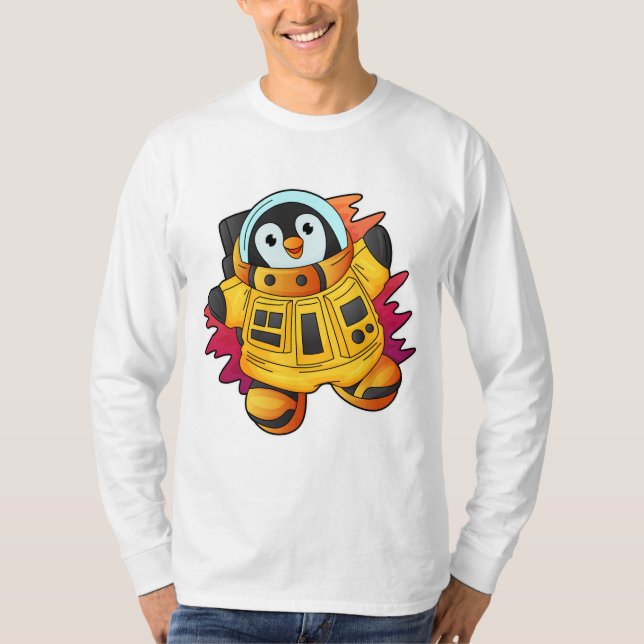 Camiseta Pingüino como astronauta en traje (Anverso)