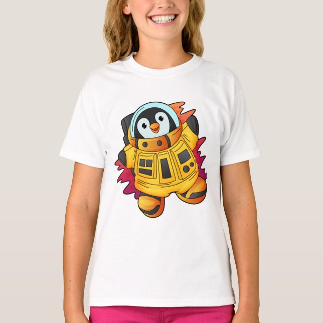 Camiseta Pingüino como astronauta en traje (Anverso)