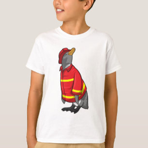 Camiseta Pingüino como bombero con casco