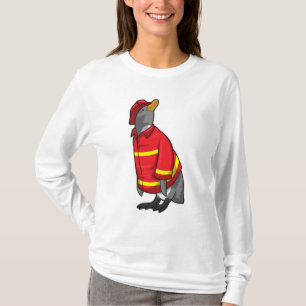 Camiseta Pingüino como bombero con casco