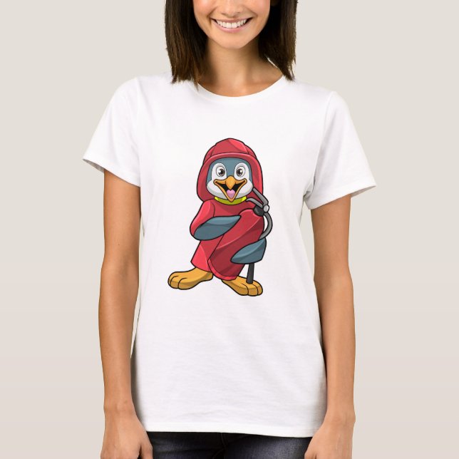 Camiseta Pingüino como bombero con extinguista (Anverso)