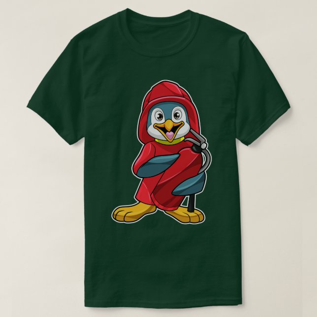 Camiseta Pingüino como bombero con extintor (Diseño del anverso)