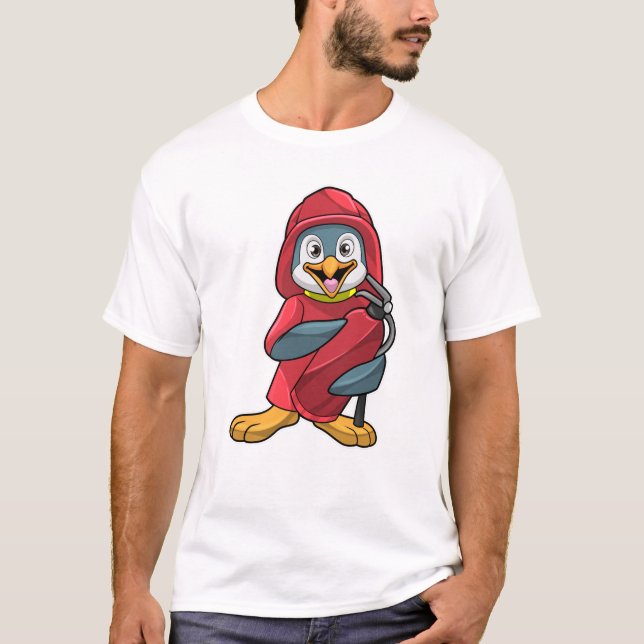 Camiseta Pingüino como bombero con extintor (Anverso)
