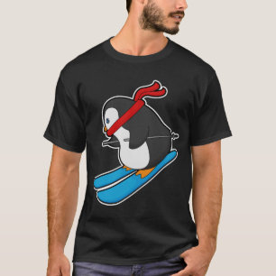 Camiseta Pingüino como esquiador con esquí