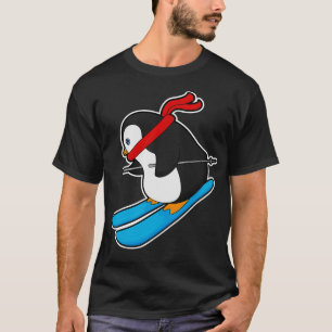 Camiseta Pingüino como esquiador con esquí 1