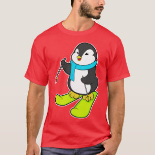 Camiseta Pingüino como esquiador con esquí 2