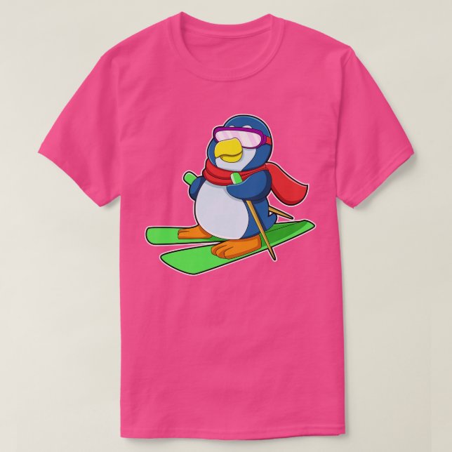 Camiseta Pingüino como esquiador con gafas de sol de esquia (Diseño del anverso)
