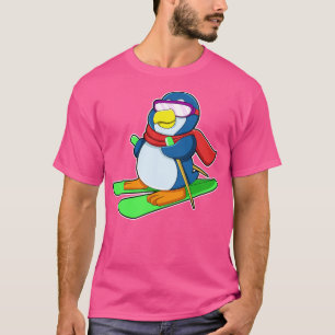 Camiseta Pingüino como esquiador con gafas de sol de esquia