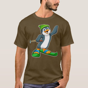 Camiseta Pingüino como esquiador con tapón de esquí