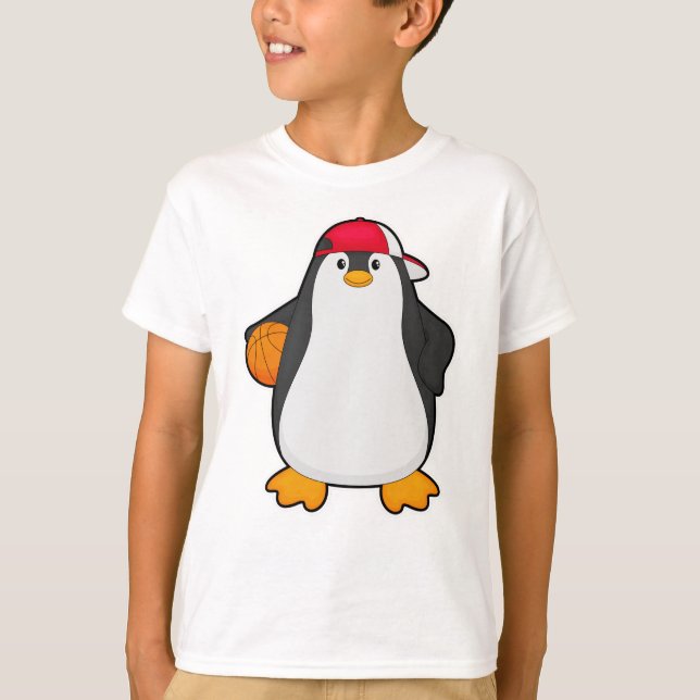 Camiseta Pingüino como jugador de baloncesto con baloncesto (Anverso)