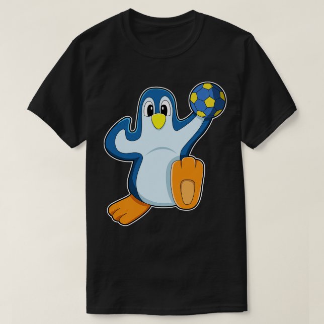 Camiseta Pingüino como jugador de balonmano con balonmano (Diseño del anverso)