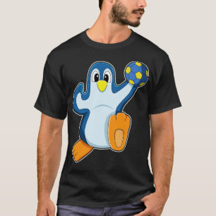 Camiseta Pingüino como jugador de balonmano con balonmano