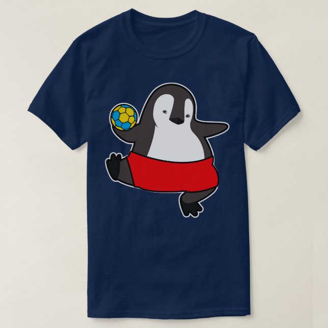 Camiseta Pingüino como jugador de balonmano con Balonmano 1 (Diseño del anverso)