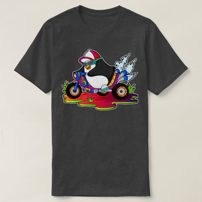 Camiseta Pingüino como motociclista (Diseño del anverso)
