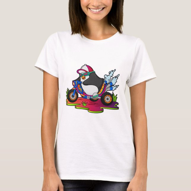 Camiseta Pingüino como motociclista (Anverso)