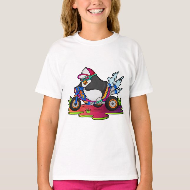 Camiseta Pingüino como motociclista (Anverso)
