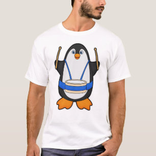 Camiseta Pingüino como músico con tambor