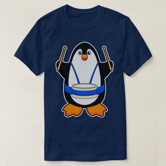 Camiseta Pingüino como músico con tambor (Diseño del anverso)