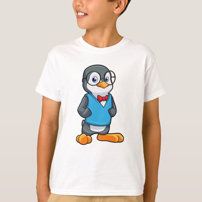 Camiseta Pingüino como nervioso con gafas (Anverso)