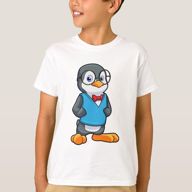Camiseta Pingüino como nervioso con gafas (Anverso)