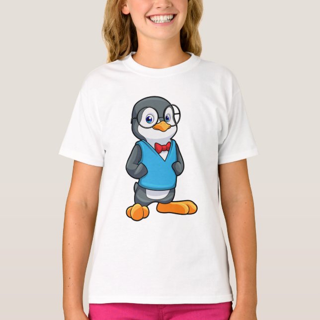 Camiseta Pingüino como nervioso con gafas (Anverso)