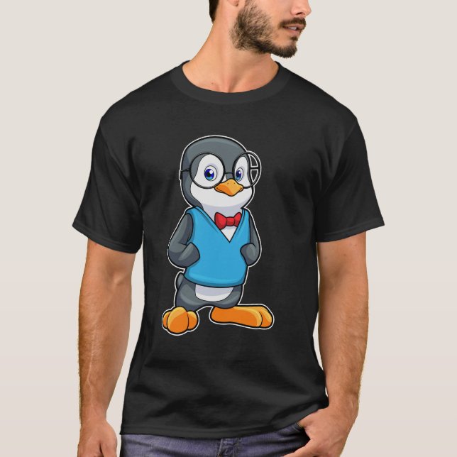 Camiseta Pingüino como nervioso con gafas (Anverso)