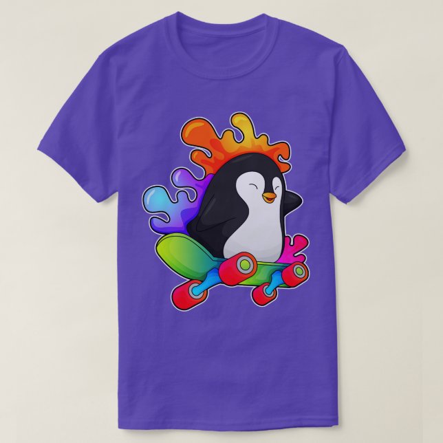 Camiseta Pingüino como patinador con patineta (Diseño del anverso)