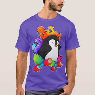 Camiseta Pingüino como patinador con patineta